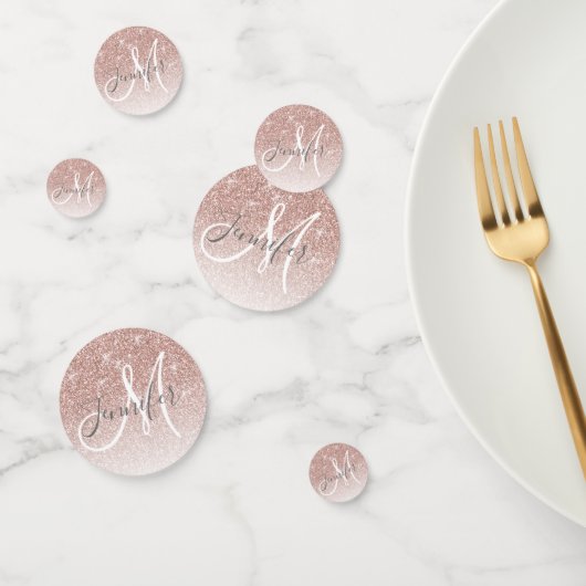 Confettis Fille Rose Parties scintillant or Blush Monogramme (Groupe)