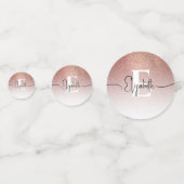 Confettis Fille Rose Parties scintillant or Blush Monogramme (Devant)