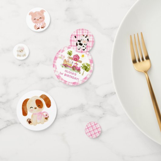 Confettis Fille rosée de la ferme d'animaux d'anniversaire (Groupe)