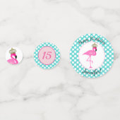 Confettis Flamant rose et Polka Dot Anniversaire Table Confe (Devant)