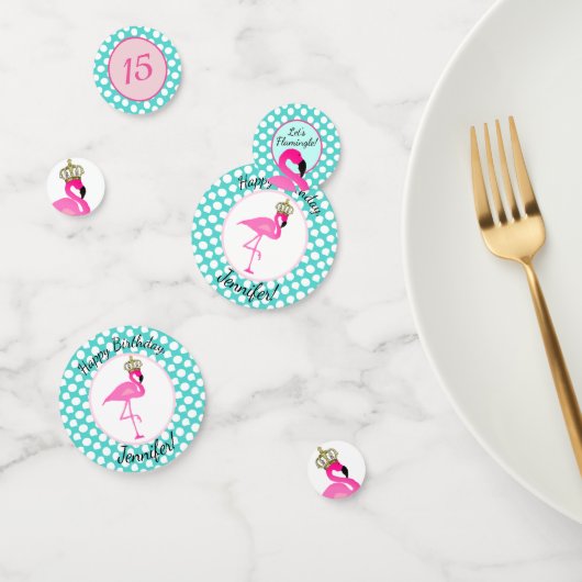 Confettis Flamant rose et Polka Dot Anniversaire Table Confe (Groupe)