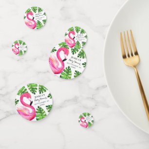 Confettis Flamant rose Tropical Feuille Baby shower Party