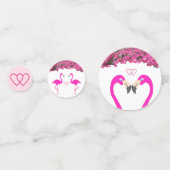 Confettis Flamants roses & fleurs sur rose or & blanc mariag (Devant)