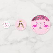 Confettis Flamants roses & fleurs sur rose or & blanc mariag (Derrière)