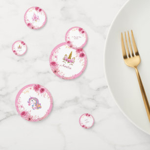 Confettis Fleur rose Fête d'anniversaire Licorne
