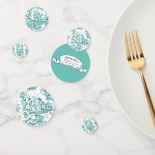 Confettis Fleur vintage turquoise toile de Jouy