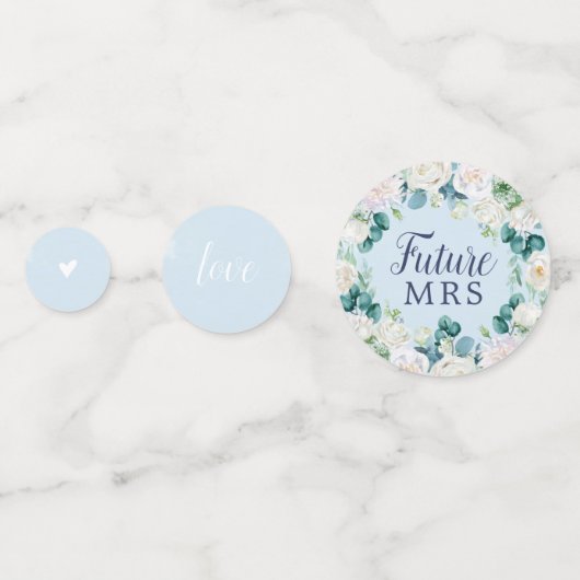 Confettis Fleurs blanches classiques | Fête des mariées bleu (Derrière)