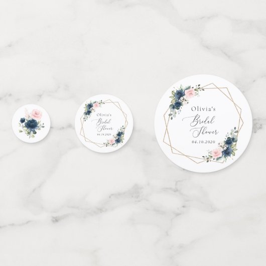 Confettis Fleurs Bleu Marine, Fleurs Roses, Fête de Mariée (Derrière)