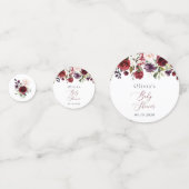 Confettis Fleurs Bourgognes, Fleurs Roses, Boho, Baby shower (Derrière)