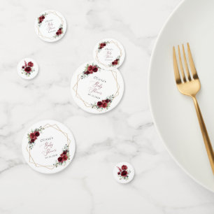 Confettis Fleurs Bourgognes, Fleurs Rouges, Baby shower