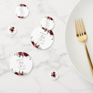Confettis Fleurs Bourgognes, Fleurs Rouges, Boho, Baby showe