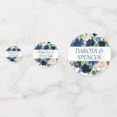 Confettis Fleurs Chic | Floral Bleu Marine et Rose Blush (Devant)