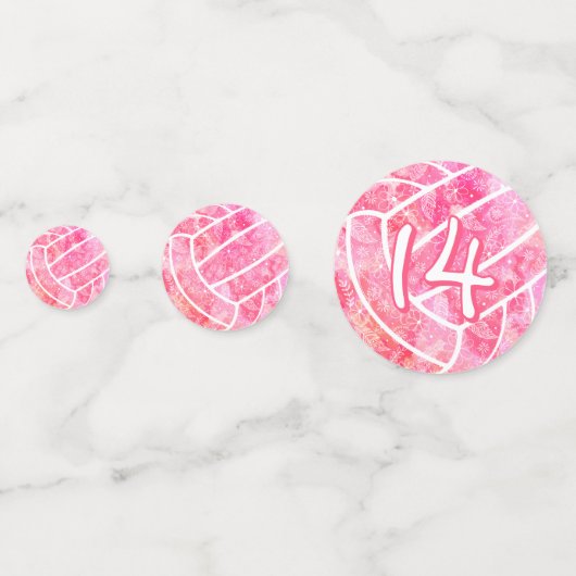 Confettis Fleurs de Doodles paislies volleyball rose (Derrière)