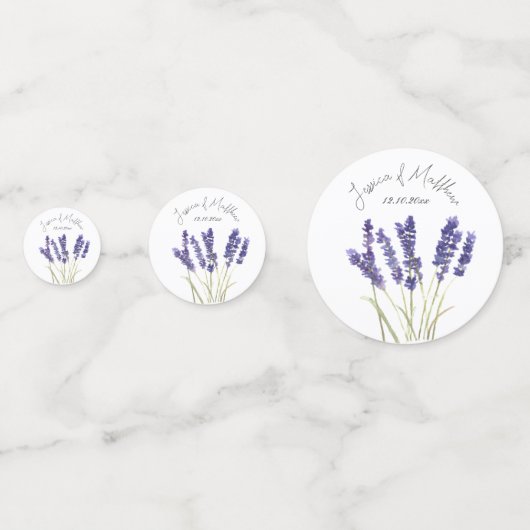 Confettis Fleurs de lavande violette mariages aquarelle flor (Derrière)