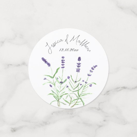 Confettis Fleurs de lavande violette mariages aquarelle flor (Petit recto)