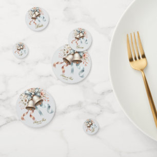 Confettis Fleurs de mariage cloches Rubans bleu rose Beau