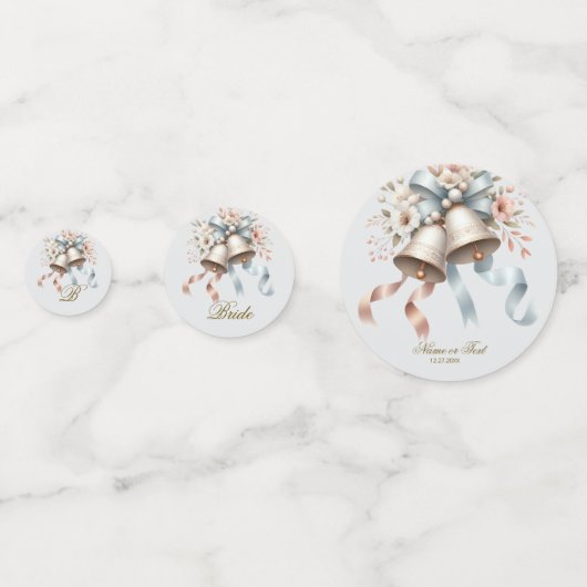 Confettis Fleurs de mariage cloches Rubans bleu rose Beau (Devant)