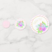 Confettis Fleurs de printemps Pink Stripes Baby shower bébé  (Derrière)