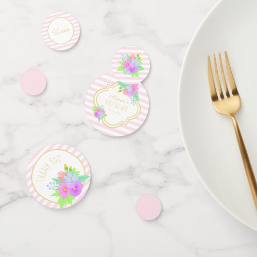 Confettis Fleurs de printemps Pink Stripes Baby shower bébé  (Groupe)