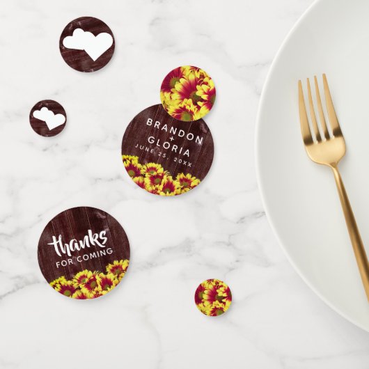 Confettis Fleurs de soleil d'automne rustiques sur Mariage d (Groupe)