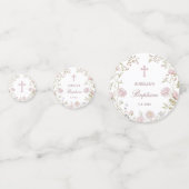 Confettis Fleurs Roses Baptême Table (Derrière)