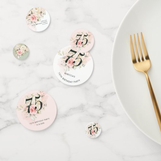 Confettis Floral Eucalyptus Foliage rose 75e fête d'annivers (Groupe)