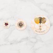 Confettis Floral, or & marbre 70e anniversaire avec visage (Derrière)