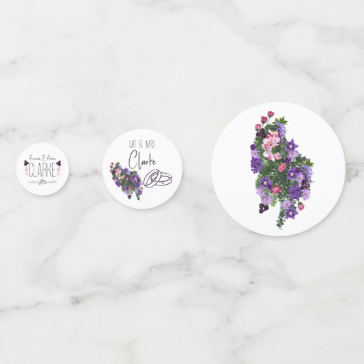 Confettis Floral rose et violet (Derrière)