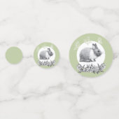 Confettis Fluffez le lapin. Dessin au crayon. (Devant)