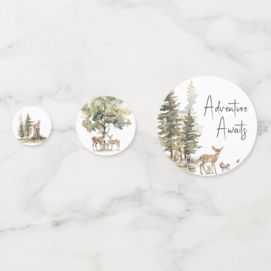 Confettis Forêt Bois Animaux Aventure Attend Table (Derrière)