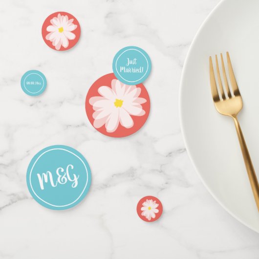 Confettis Fournitures de mariage floral turquoise et corail (Groupe)