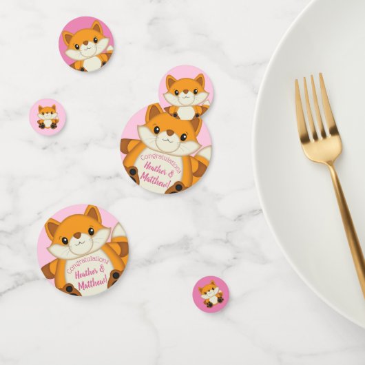 Confettis Fox Baby shower rose (Groupe)
