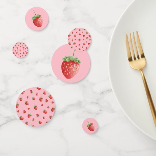Confettis Fraise Anniversaire rose (Groupe)