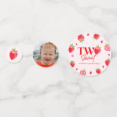 Confettis Fraise deux rose doux rouge 2e fête d'anniversaire (Devant)