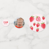 Confettis Fraise deux rose doux rouge 2e fête d'anniversaire (Derrière)