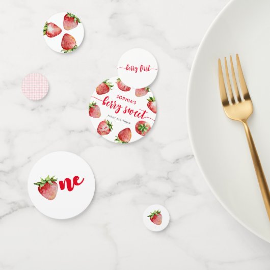 Confettis Fraise Premier anniversaire Berry Sweet (Groupe)