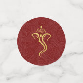 Confettis Ganesha rouge et or et Mariage indien Mehndi (Petit recto)