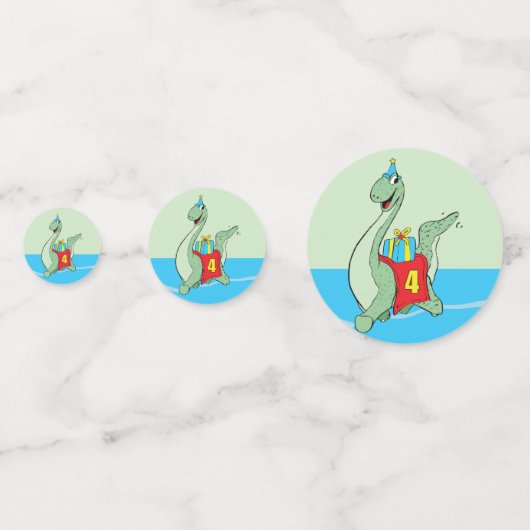 Confettis Garçon, 4e anniversaire Dinosaur (Derrière)