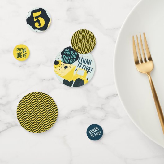 Confettis Garçons Anniversaire Construction Camion Bleu Jaun (Groupe)