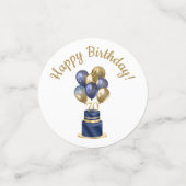 Confettis Gâteau avec ballons bleus pour 70e anniversaire (Petit recto)