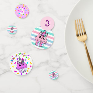 Confettis Gâteaux Licorne et Paillettes Fille Anniversaire