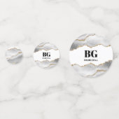 Confettis Géode faux or blanc aquarelle agate chic (Derrière)