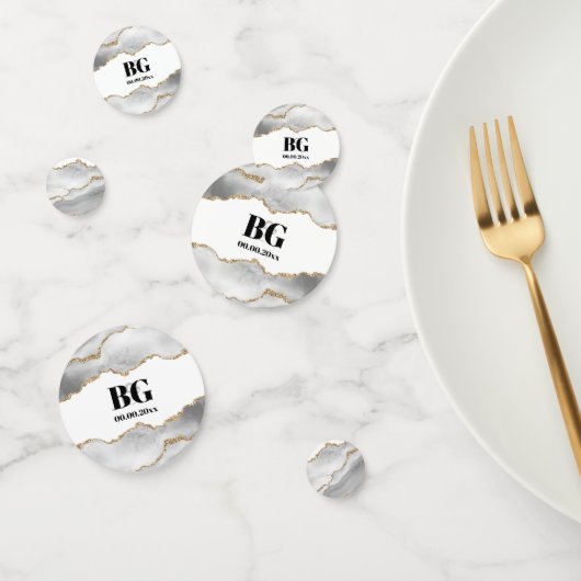 Confettis Géode faux or blanc aquarelle agate chic (Groupe)