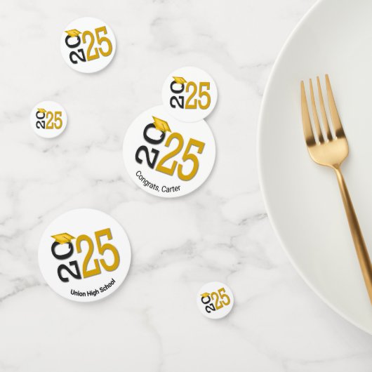 Confettis Gold et Black 2025 Graduation (Groupe)