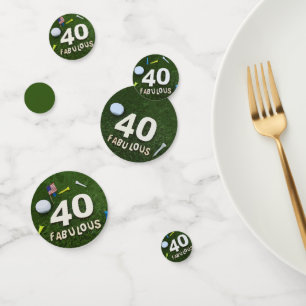 Confettis Golf 40e anniversaire avec le numéro 40 et balle d