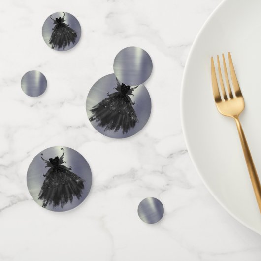 Confettis Gothique Fairy Black Gown | Vampy Goth Glam Sheen (Groupe)