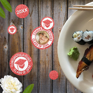 Confettis Grad Glam Red Casquette Photo Graduation Party