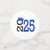 Confettis Graduation 2025 Couleurs de l'école bleue et noire (Petit recto)