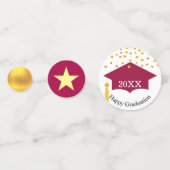 Confettis Graduation Bourgogne Rouge Casquette & Table Or Co (Derrière)