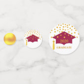 Confettis Graduation Bourgogne Rouge Casquette & Table Or Co (Devant)